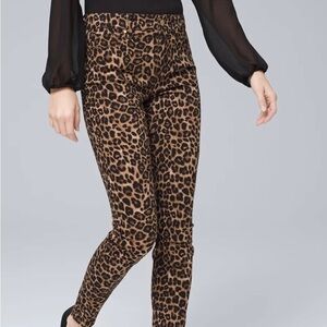 White House Black Market Sculpt High Rise Leopard Print Skinny Ankle Jeans Sz 4